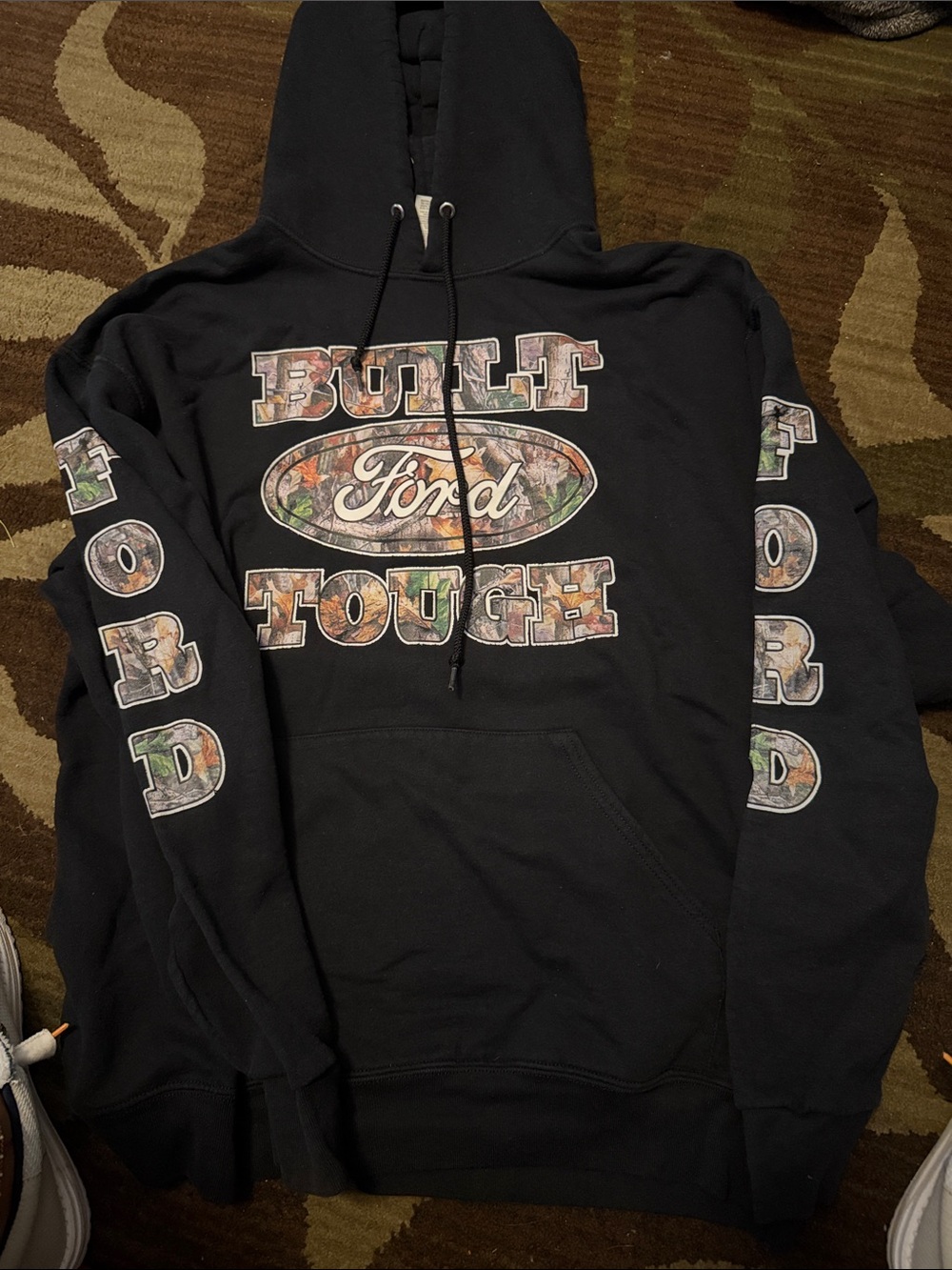 Ford Black Hoodie with Camo 'Built Tough' Logo